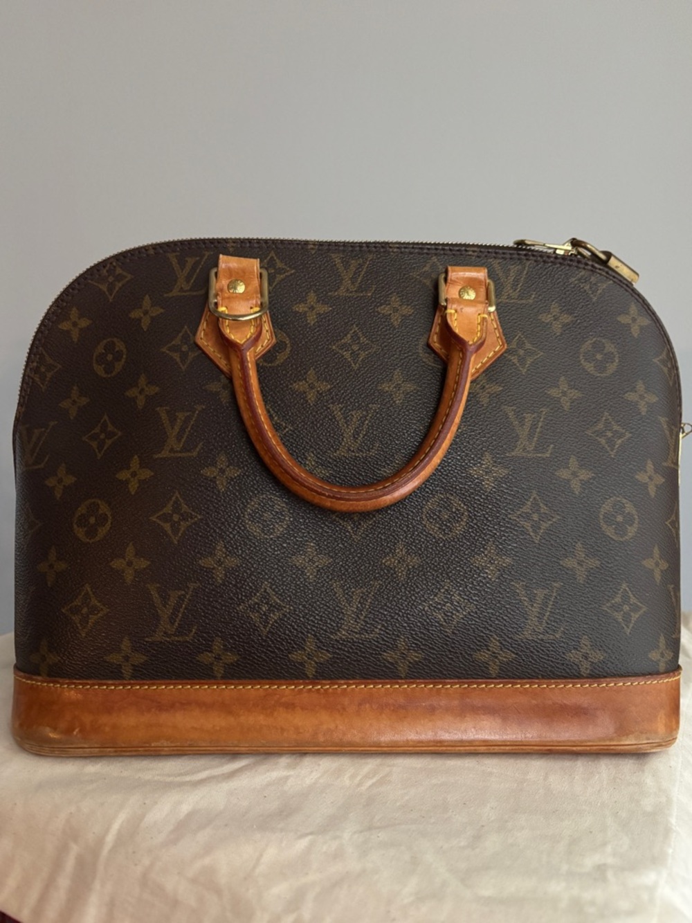 Louis Vuitton PM Alma Monogram Canvas Double Handle Bag Made in France 2001 - Picture 2 of 11